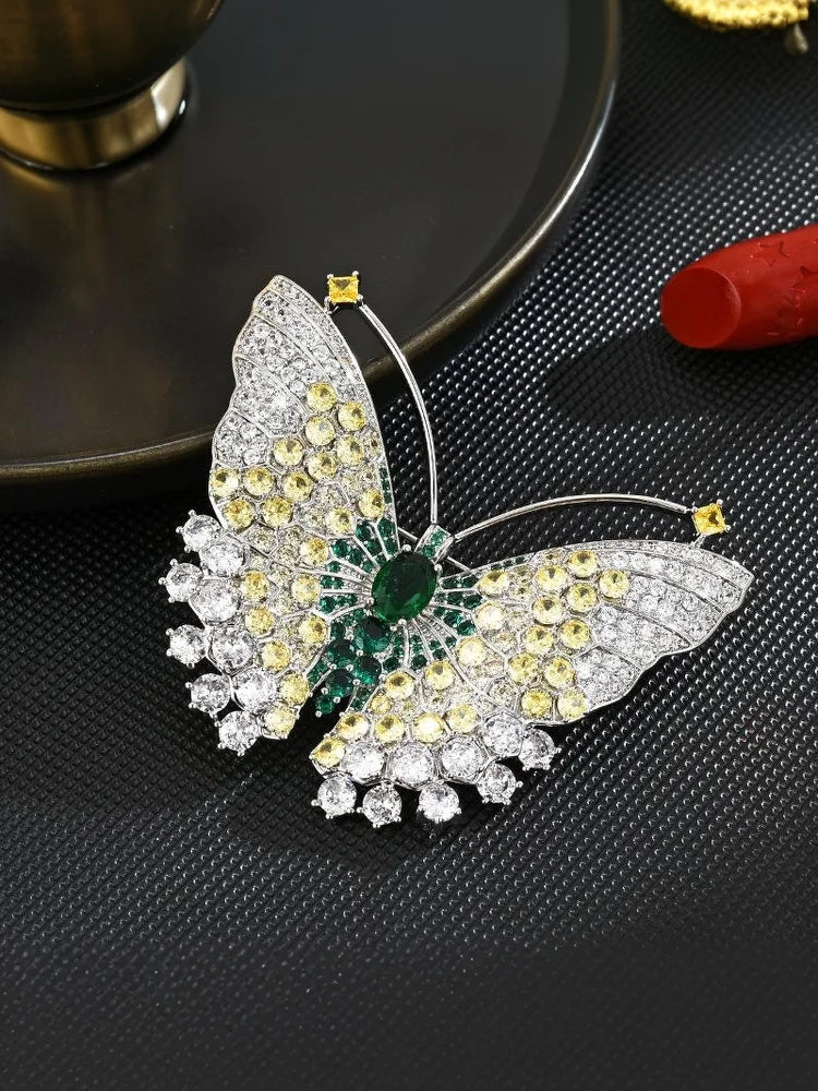 Fashion Exquisite Rhinestone Butterfly Brooches For Women Clothing Coat Jewelry Accessories Gift Qme