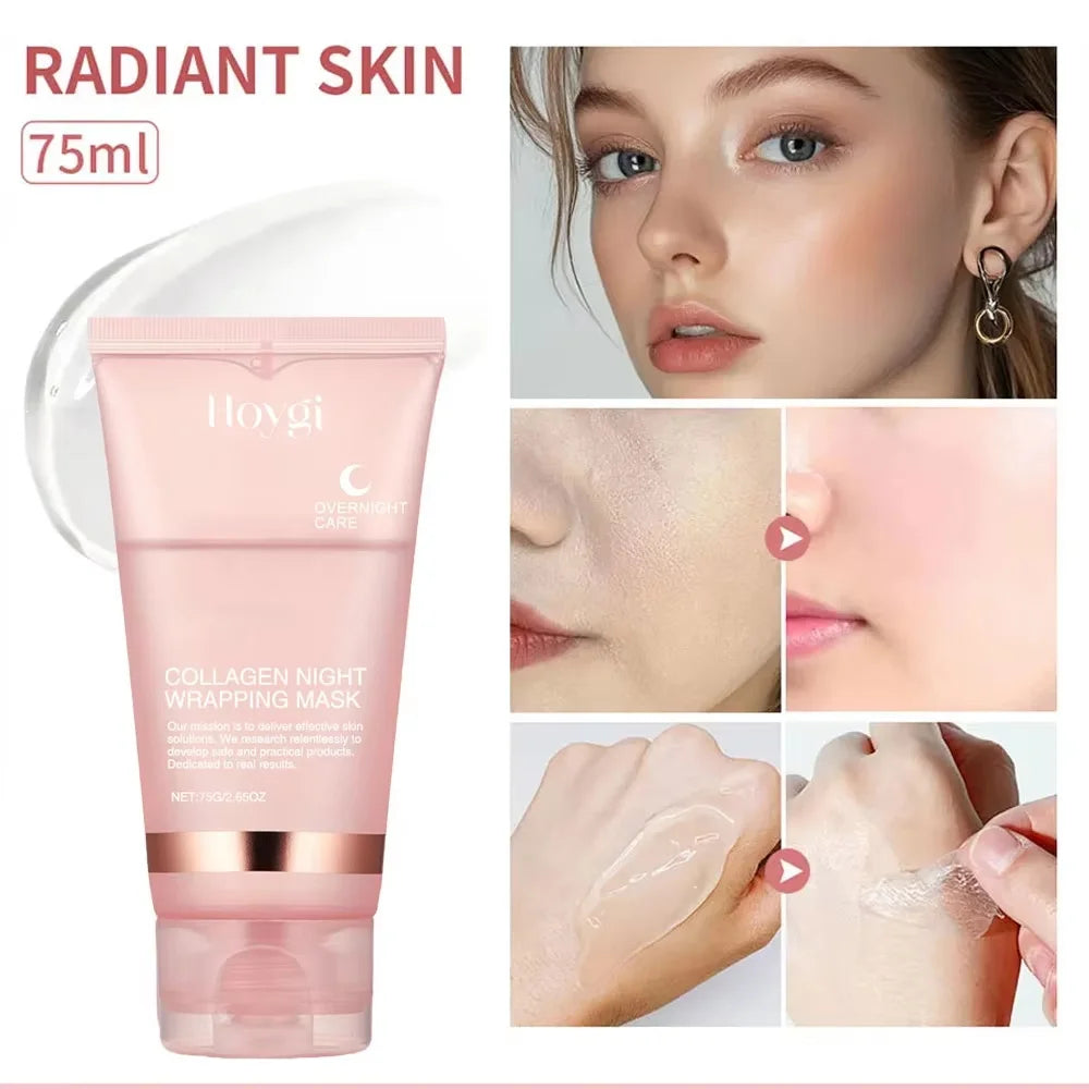 Collagen Overnight Wrapping Peel Off Facial Mask Set Korean Collagen Night Wrapping Mask Deeply Hydrates Night Care Mask Cream Qme
