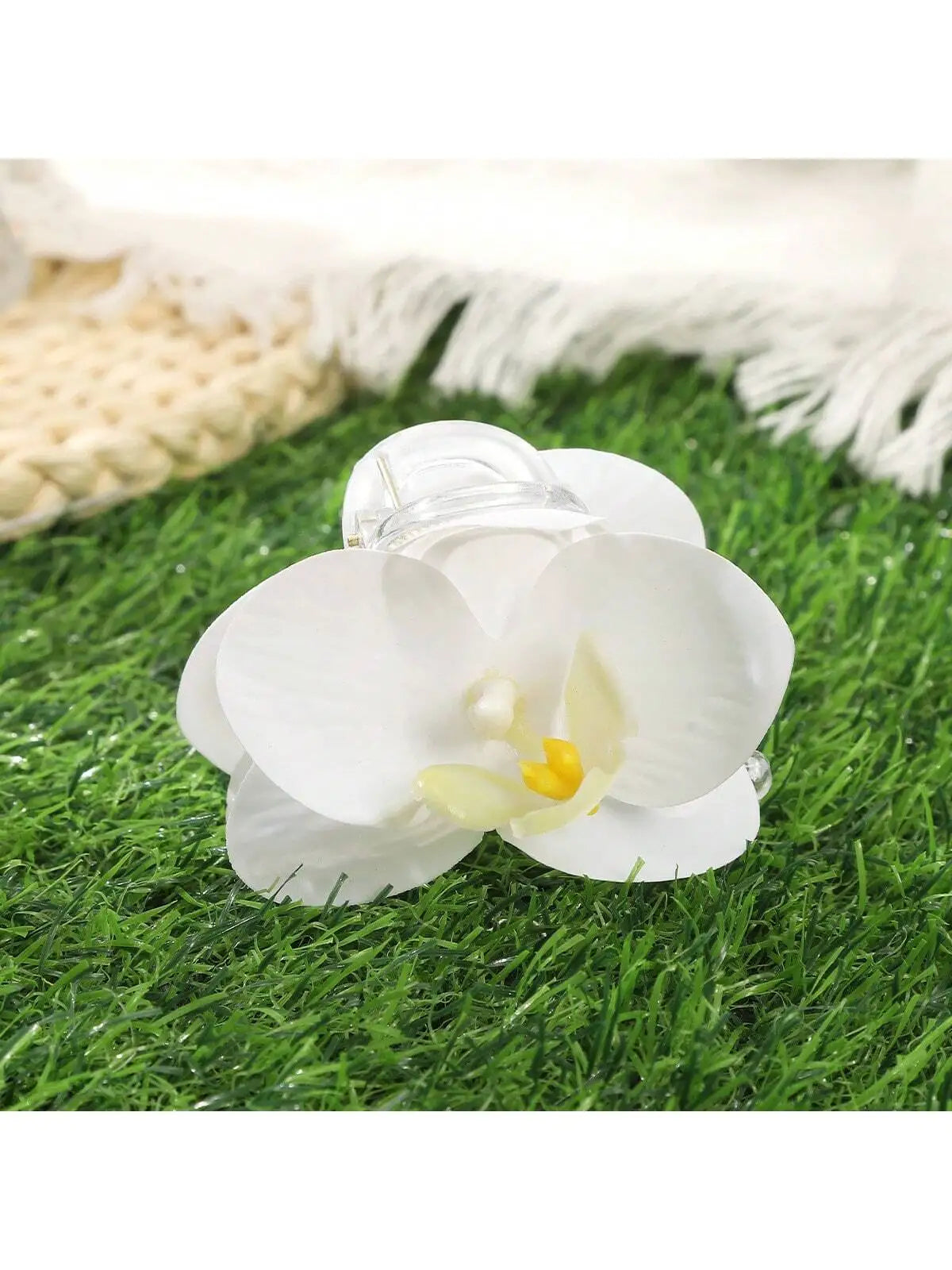 Double-sided Butterfly Orchid Hair Claw Clip Suitable Holiday Travel Qme white