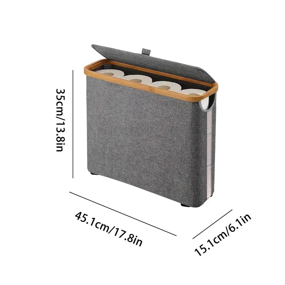 NEW Toilet Paper Basket Free Standing Foldable Organizer Toilet Roll Storage Basket With Lid And Handle For Up To 12 Rolls Home Qme Gray