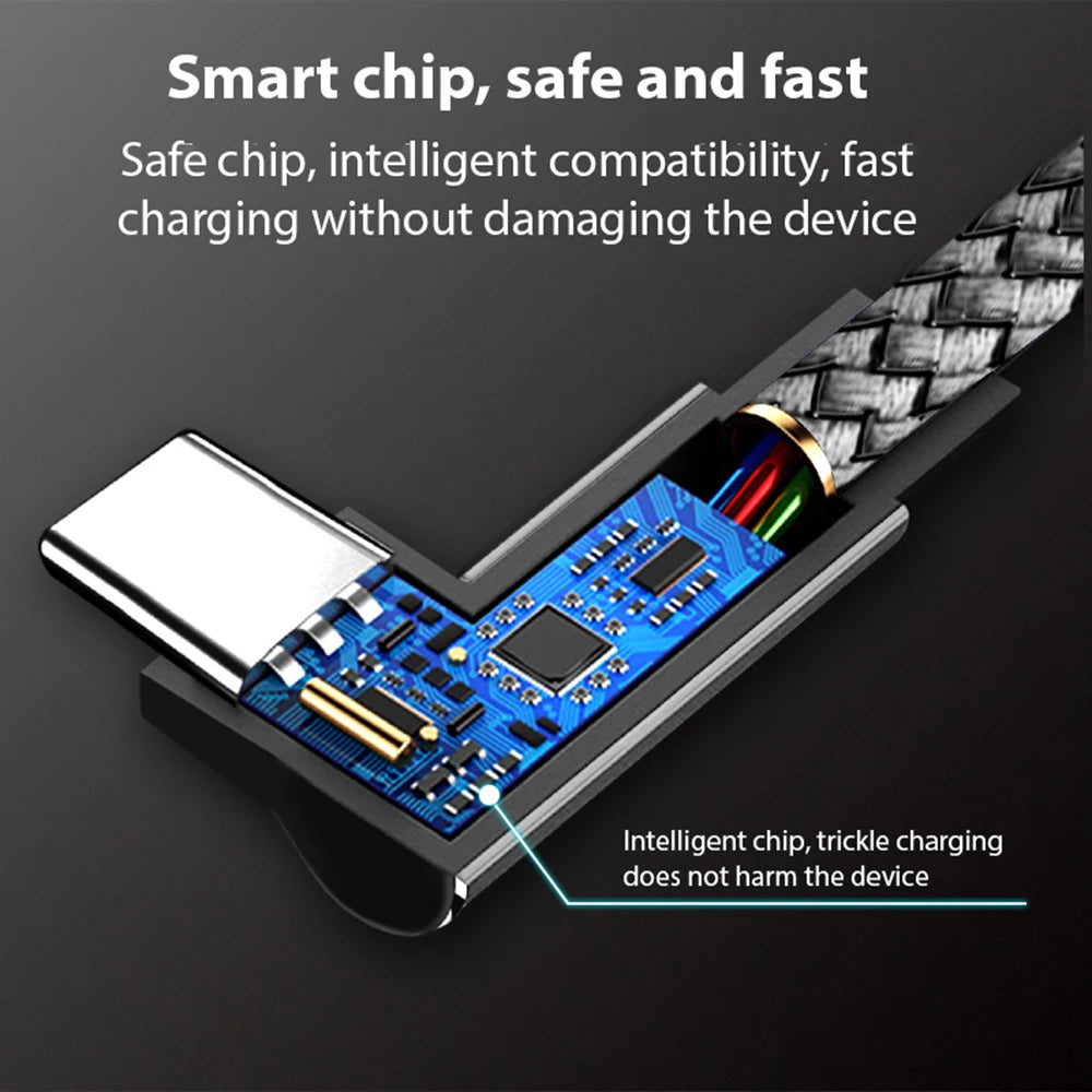 8/5/3/2/1m 60W 6A USB-A To TYPE-C Elbow Cord Fast Charging Cable USB PD Universal Extended Data Line For Samsung Huawei Xiaomi Qme
