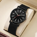 Luminous Dial Men's Braided Strap Casual Watch, Quiet Quartz Watch for Male Students Qme black