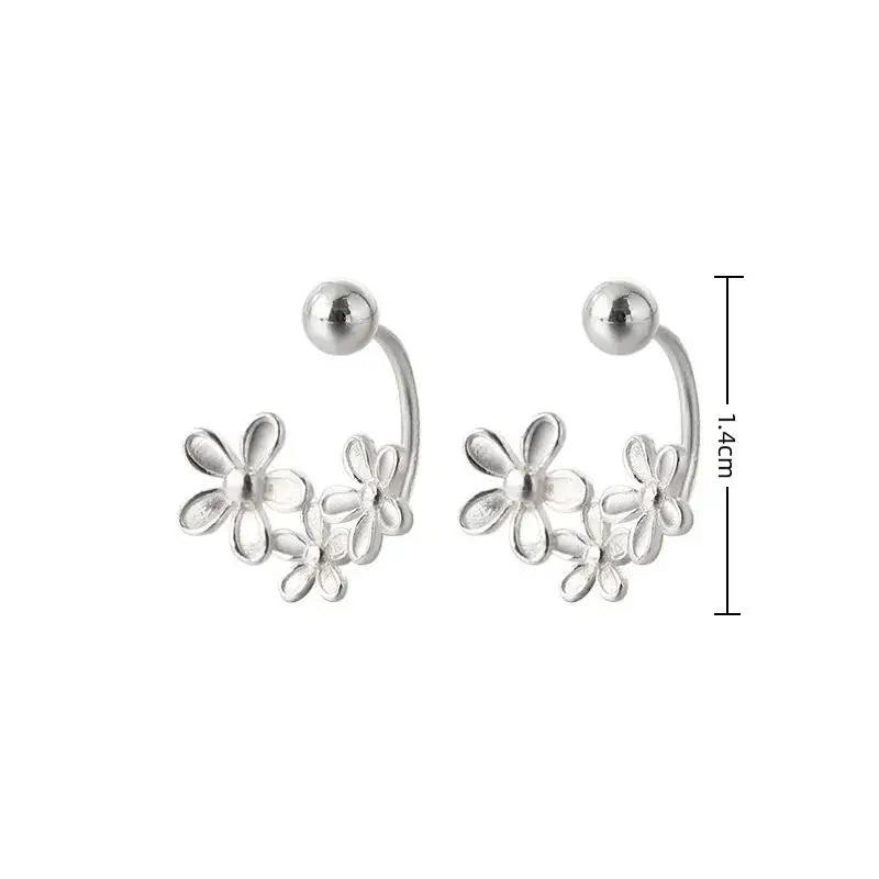OL Style Elegant Metal Flower Cluster Stud Earrings For Women Ladies Simplicity Silver Color Flower Earrings Jewelry Accessories Qme