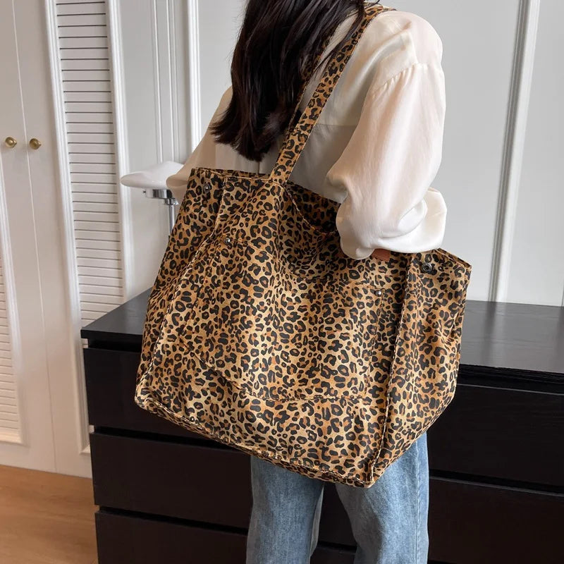Large Capacity Leopard Print Fashion Shoulder Bag Women Simple Qme