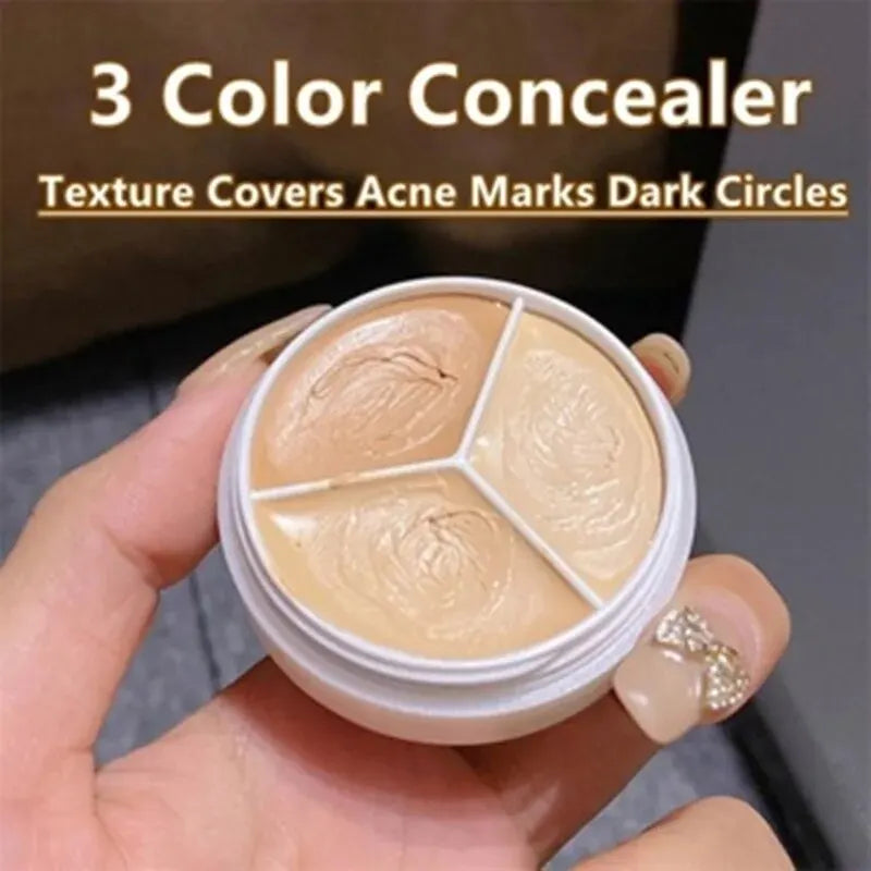 3-Color Concealer Palette Professionally Covers Dark Circles Around Qme