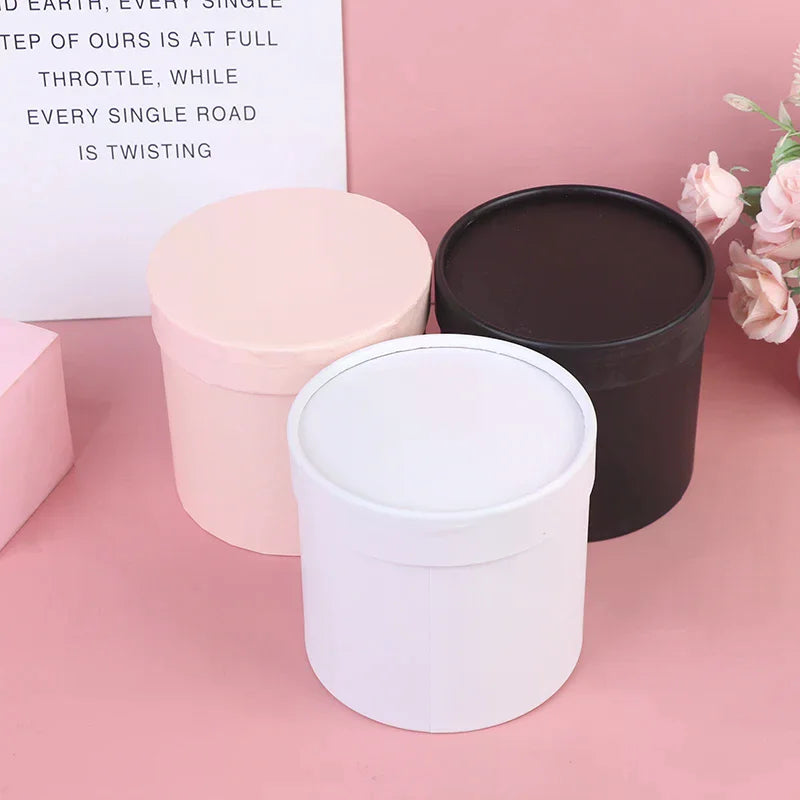 12x12cm Round Flower Box Arranged Gift Box Preserved Bouquet Elegant Box For Wedding Party Rose Flower Packaging Decoration Qme