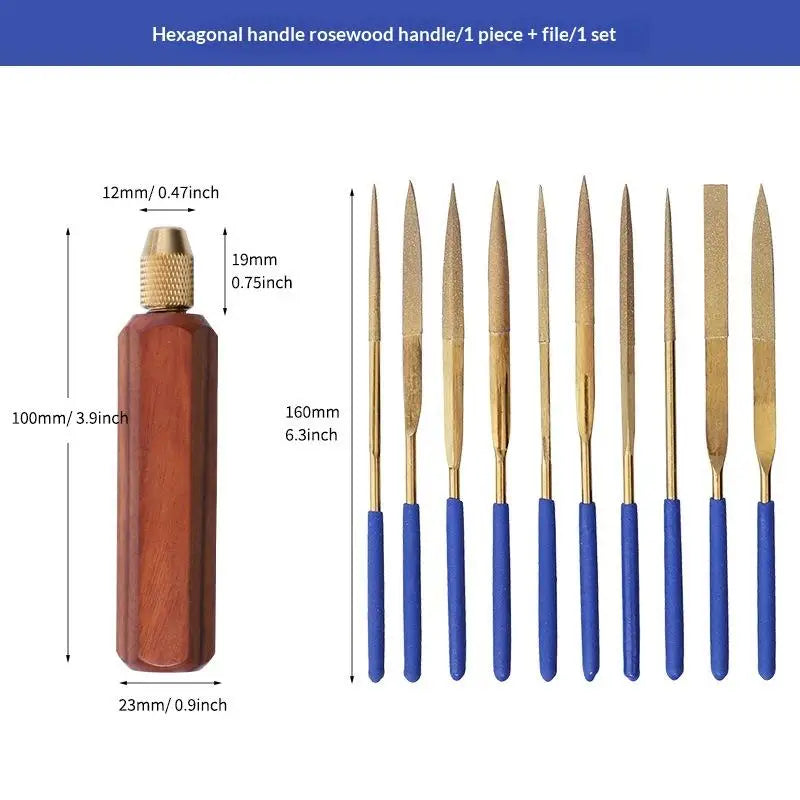 Small Files Accessories DIY Metal Jade Polishing Wood File Handle Qme