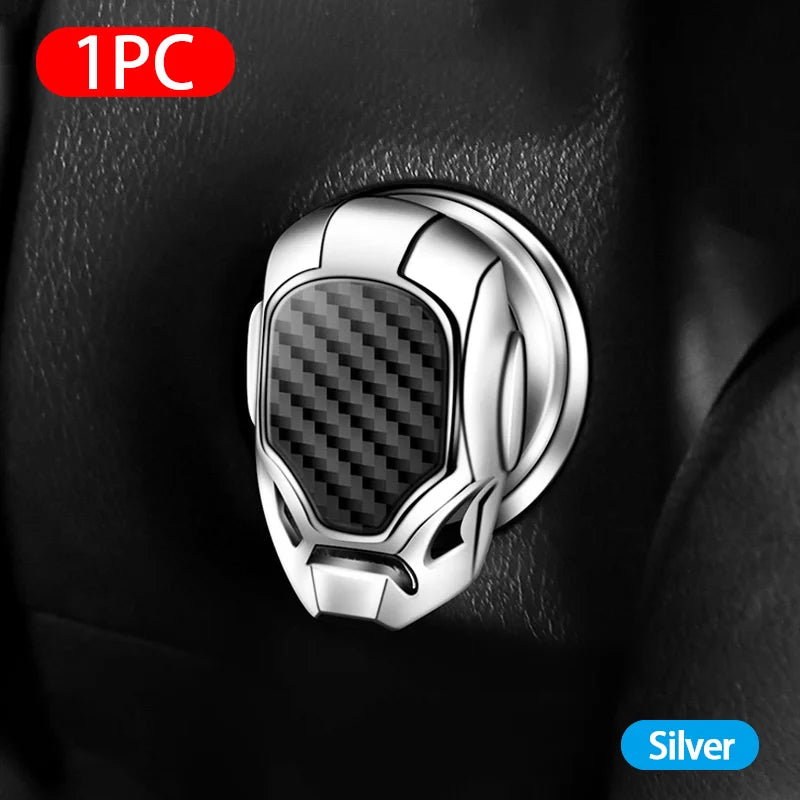 3D Metal Engine Ignition Start Stop Push Button Sticker One Button Ignition Key Decorative Switch Button Cover For Car Interior Qme Silvery