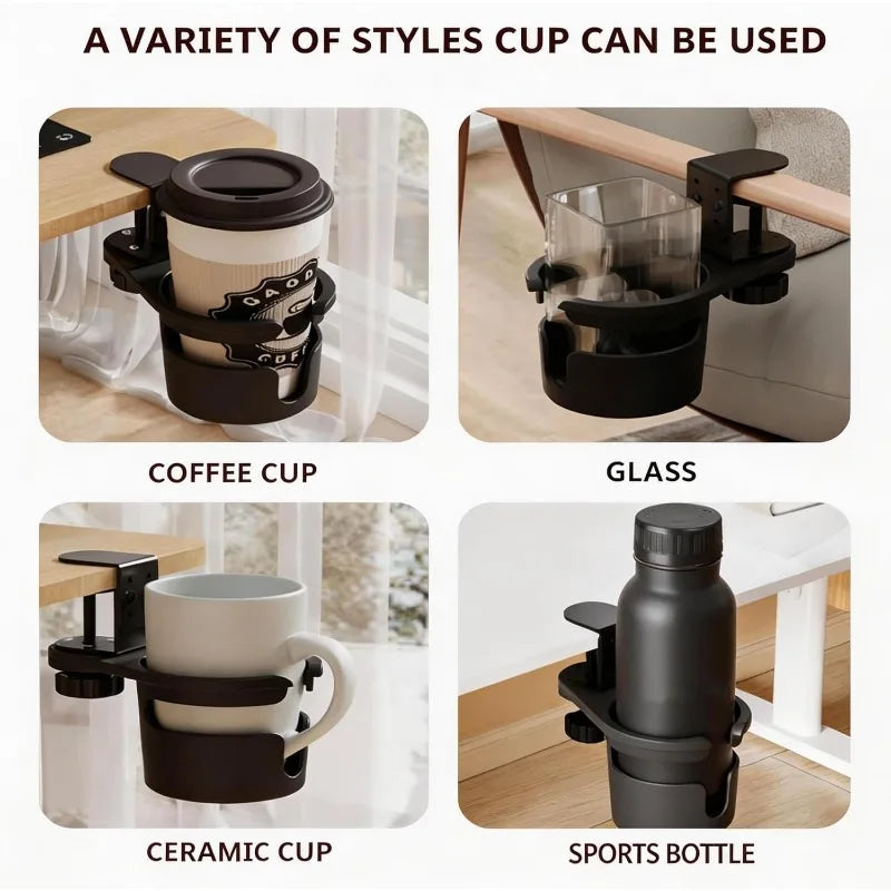 360 Rotating Desk Cup Holder Clamp Anti-spill Clip Table Rotatable Qme