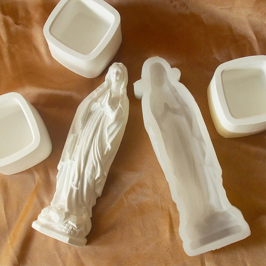 Silicone Candle Molds Soap Religious Decor Craft Supplies Mary Statue Qme