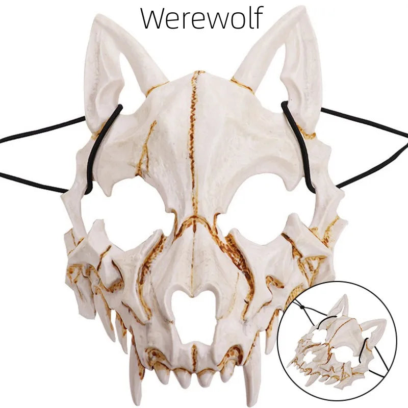 Japanese Animal Skeleton Plastic Mask Cosplay Dragon God Heavenly Hound Yaksa Unisex Stage DropShip Halloween Masquerade Party Qme F