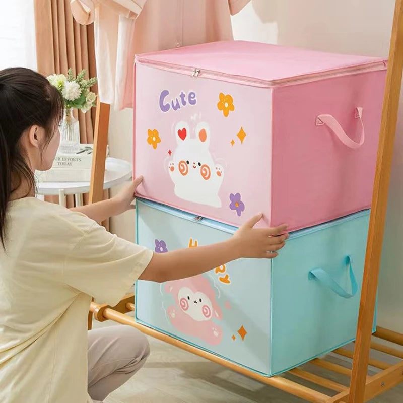 Cube Folding Toys Storage Box Kids Toys Organizer Box Felt Cloth Fabric Storage Basket For Cartoon Animal Nursery Toy Bins Qme