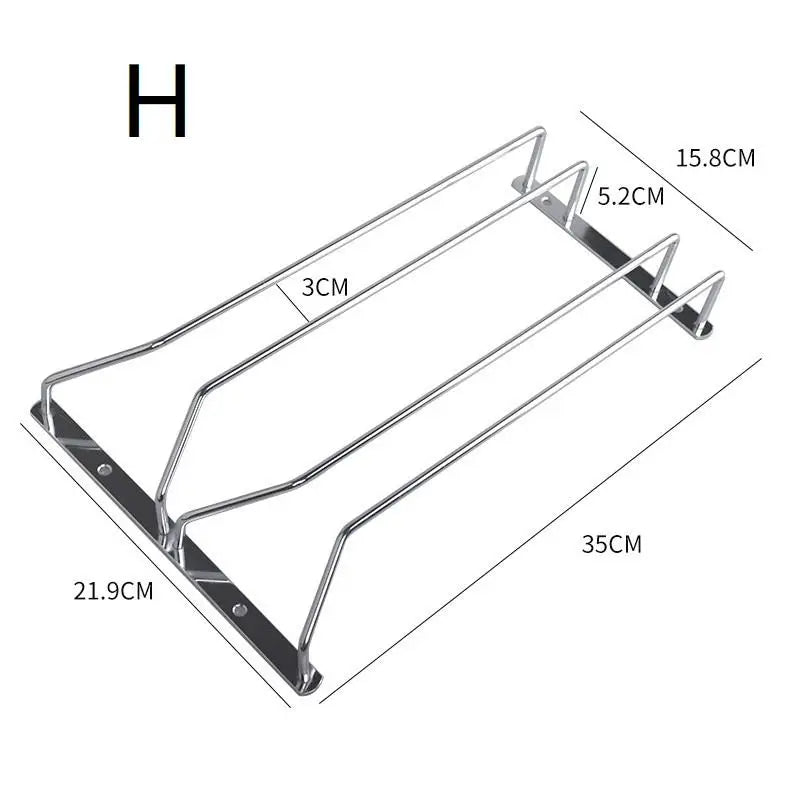 27/34cm Carbon Steel Wine Rack Glass Holder Hanging Bar Hanger Shelf Hanging Rack Under Cabinet Stemware Organizer Qme H