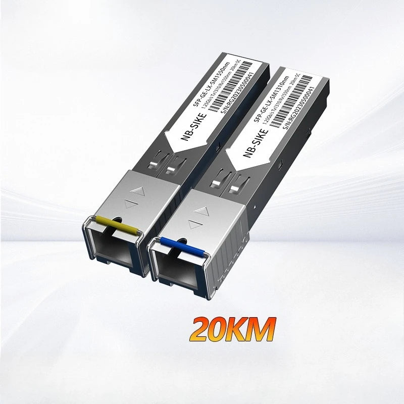 SFP Fiber Module Ethernet Port RJ45 module 1000BASE-T Switch connector Copper Compatible with Mikrotik Gigabit Ethernet Qme 20KM 1 pair