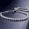 1-2 pieces Women's Geometric Round 4mm Zircon Bracelet Adjustable Slider Chain Versatile Fashion Jewelry Qme White