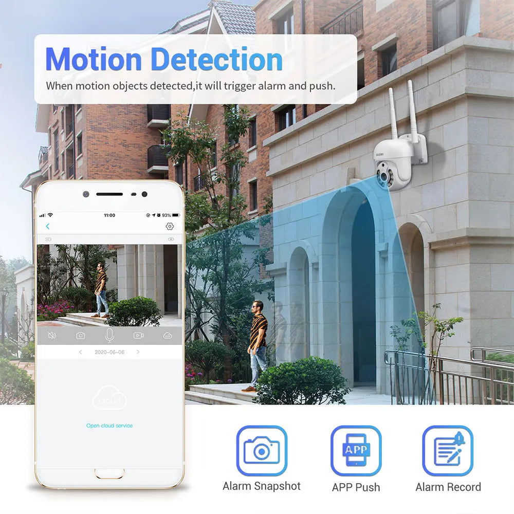 ESCAM H.265 3MP HD Wireless CCTV System Two Way Audio Waterproof PTZ WIFI IP Security Camera 8CH P2P NVR Video Surveillance Kit Qme