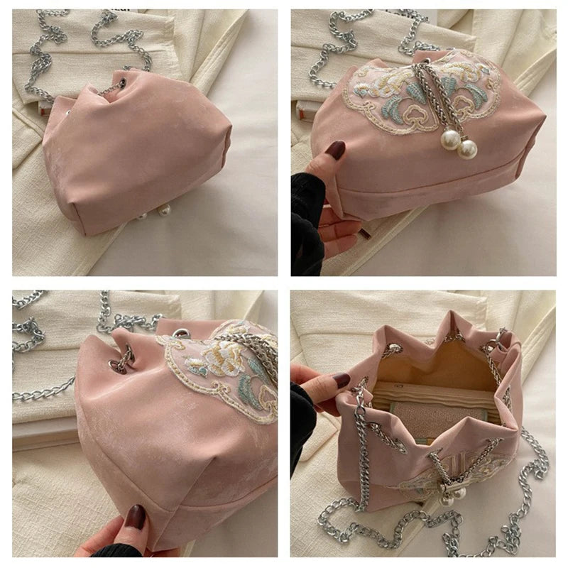 Chinese Style Fine Embroidery Ladies Handbags Fashion Shoulder Bag Daily Party Tote Handbag For Women Qme