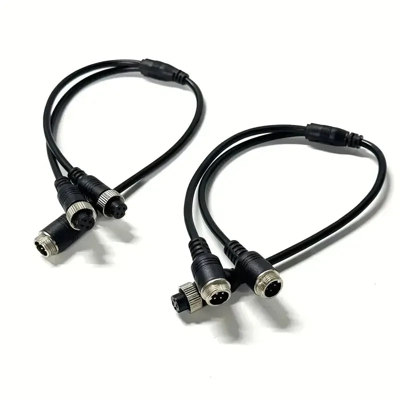 3PCS Aviation Head Cable 1 to 2 4-Core Monitoring Video Extension Cable Car AV Cable Qme