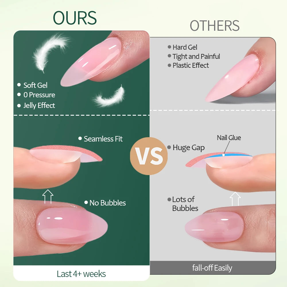 Nailpop 140 Mixed 5 Colors Nude Pink False Nails Artificial Press Qme