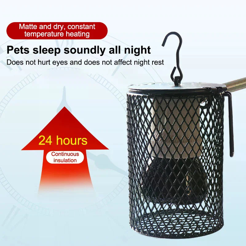 E27 Pet Heating Lamp With Anti-scalding Lampshade For Turtle Snake Lizard Infrared Ceramic Emitter Heat Light 25/50/75/100W Qme