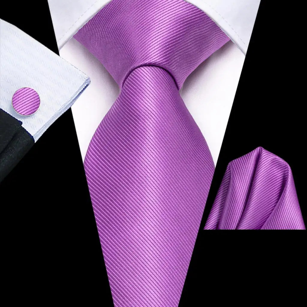 Hi-tie Solid Orange Blue Mens Fashion Necktie Handkerchief Cufflinks