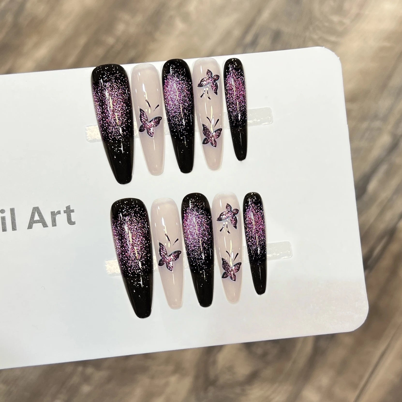 Handmade Press Nails Gothic Y2k Gradient Shiny Long Stiletto False Qme GJ-CDJ-1123-M