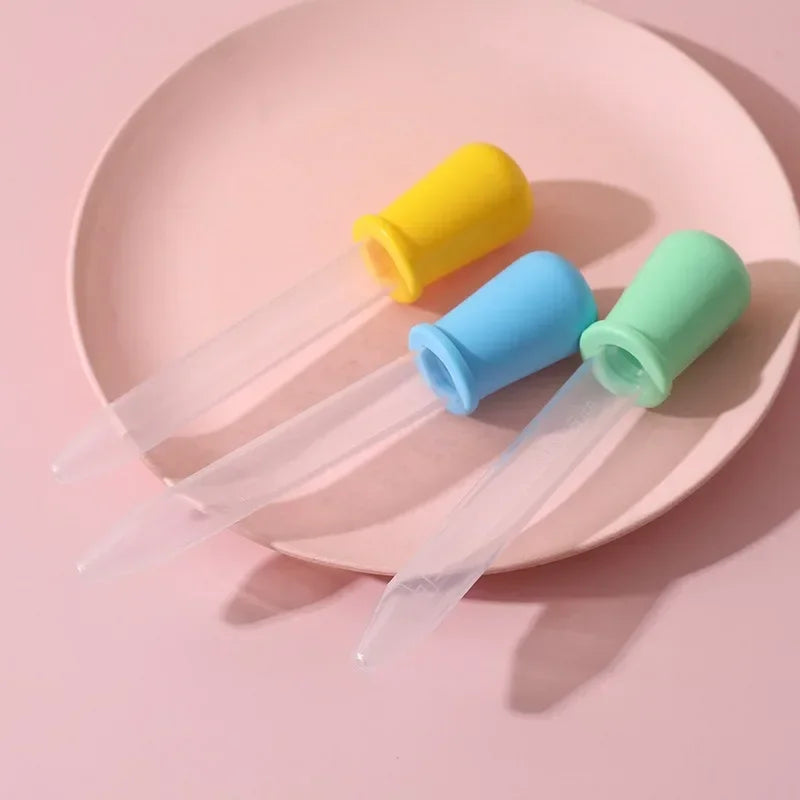 5Pcs 5ml Silicone Dropper Straw Baby Anti Choking Medication Dispenser Baby Food Aid Graduated Dropper Laboratory Experiment Toy Qme