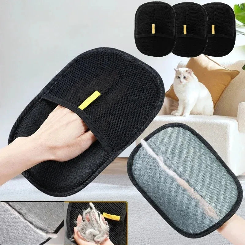 A Double-Sided Pet Grooming Gloves for Cats And Dogs - Kitten Cleaning Tool Dog Deshedding Brush Pet Hair Removal Pet Supplies Qme