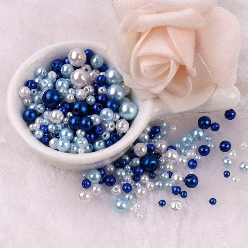 150pcs Pearl-like beads, double-hole round loose beads, suitable for making accessories for DIY products. Qme