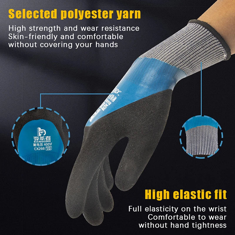 1 Pair Withstanding Voltage 400 1000V Rubber Insulation Glove Qme