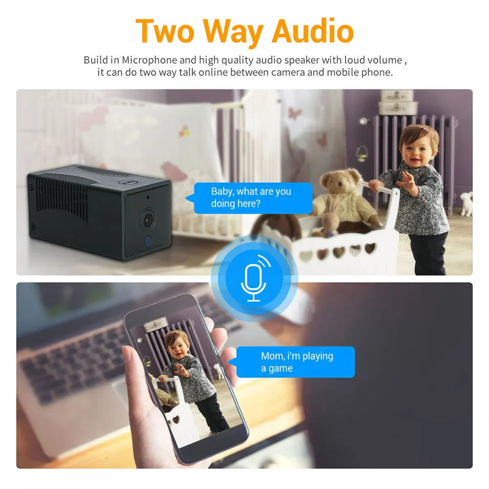 ESCAM G17 1080P Mini Wifi Camera Small Rechargeable Battery Powered Wireless CCTV Security Surveillance Camera Night Vision Cam Qme