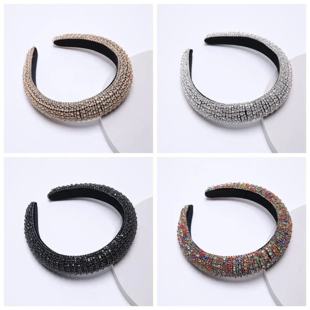 Sparkly Hairband Padded Rhinestone Headband Baroque Luxury Crystal Qme