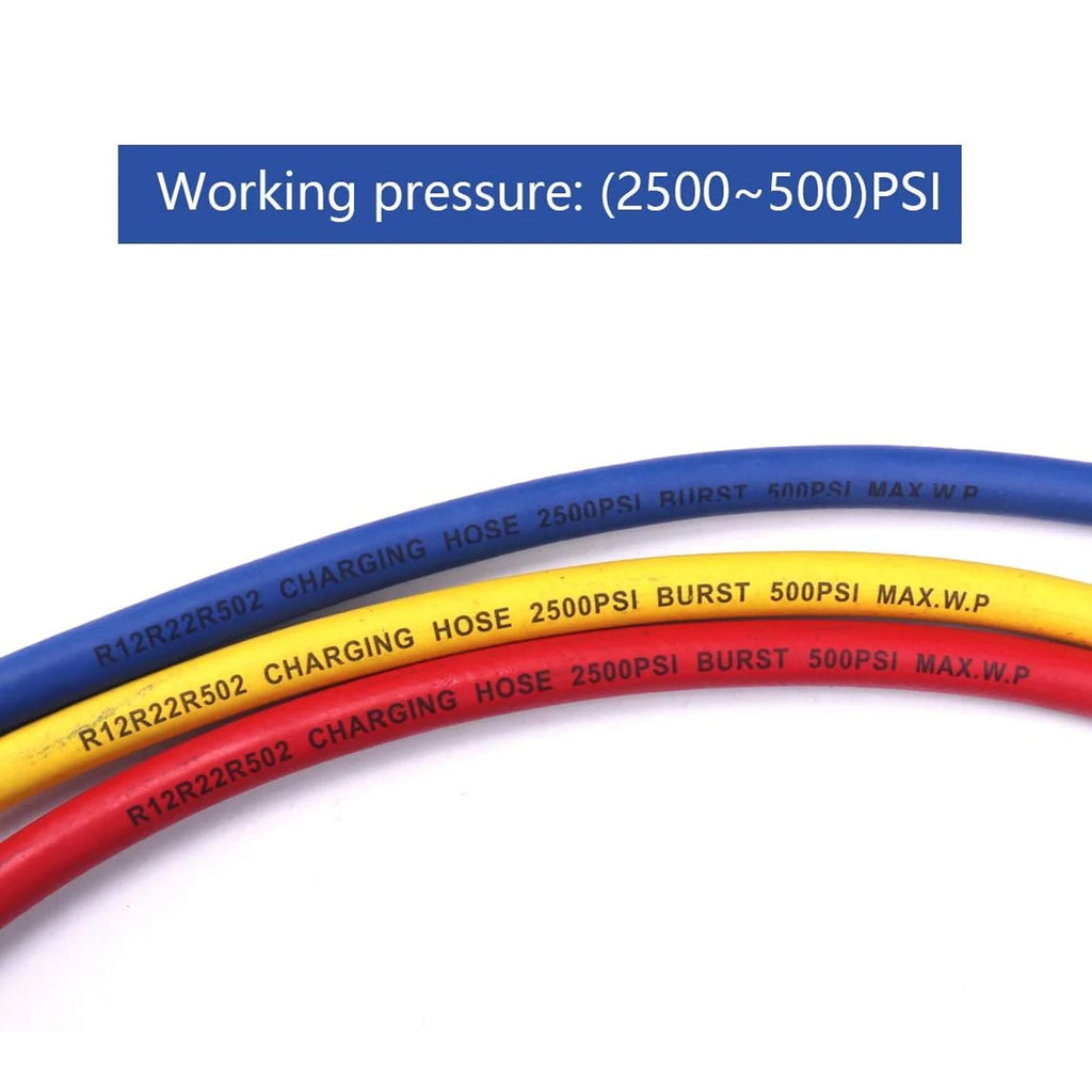0.9M-1.8M AC Charging Hose Tube Kit Hose Low Loss Fittings for R134A R12 R22 Refrigerant Air Conditioning Manifold Gauge Qme