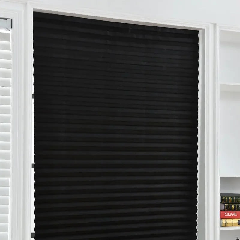 1Pc Shades Self-adhesive Half Windows Nonwoven Folding Curtain Bathroom Balcony Living Room Balcony Curtains Pleated Blinds Qme J 60X150cm