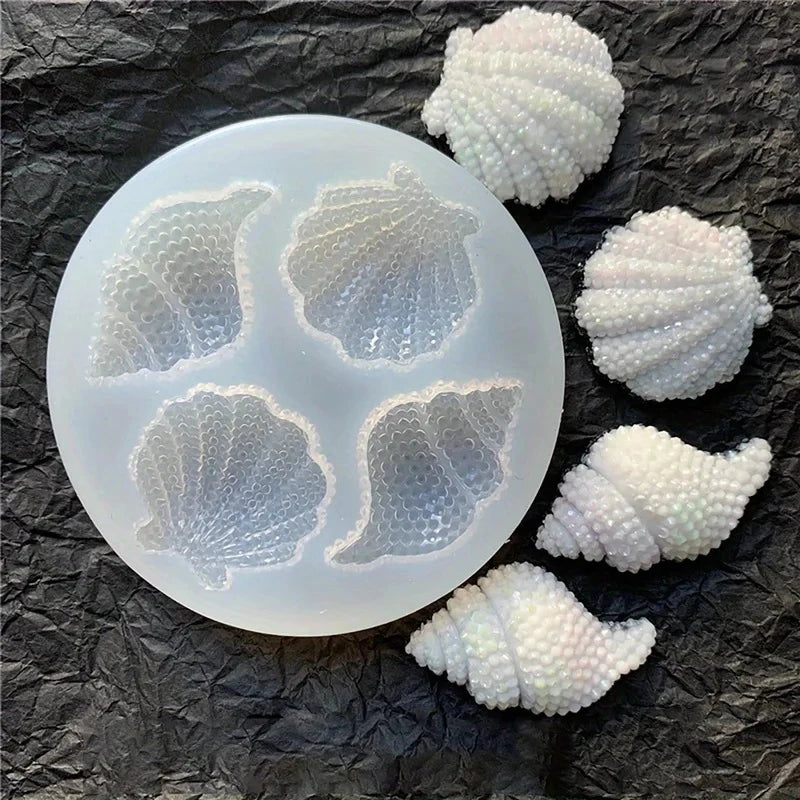 Multi-faceted Shell Conch Mirror Epoxy Silicone Abrasive Simulation Shell Crafts Decoration Mold Chocolate Cake Baking Tool 1PC Qme