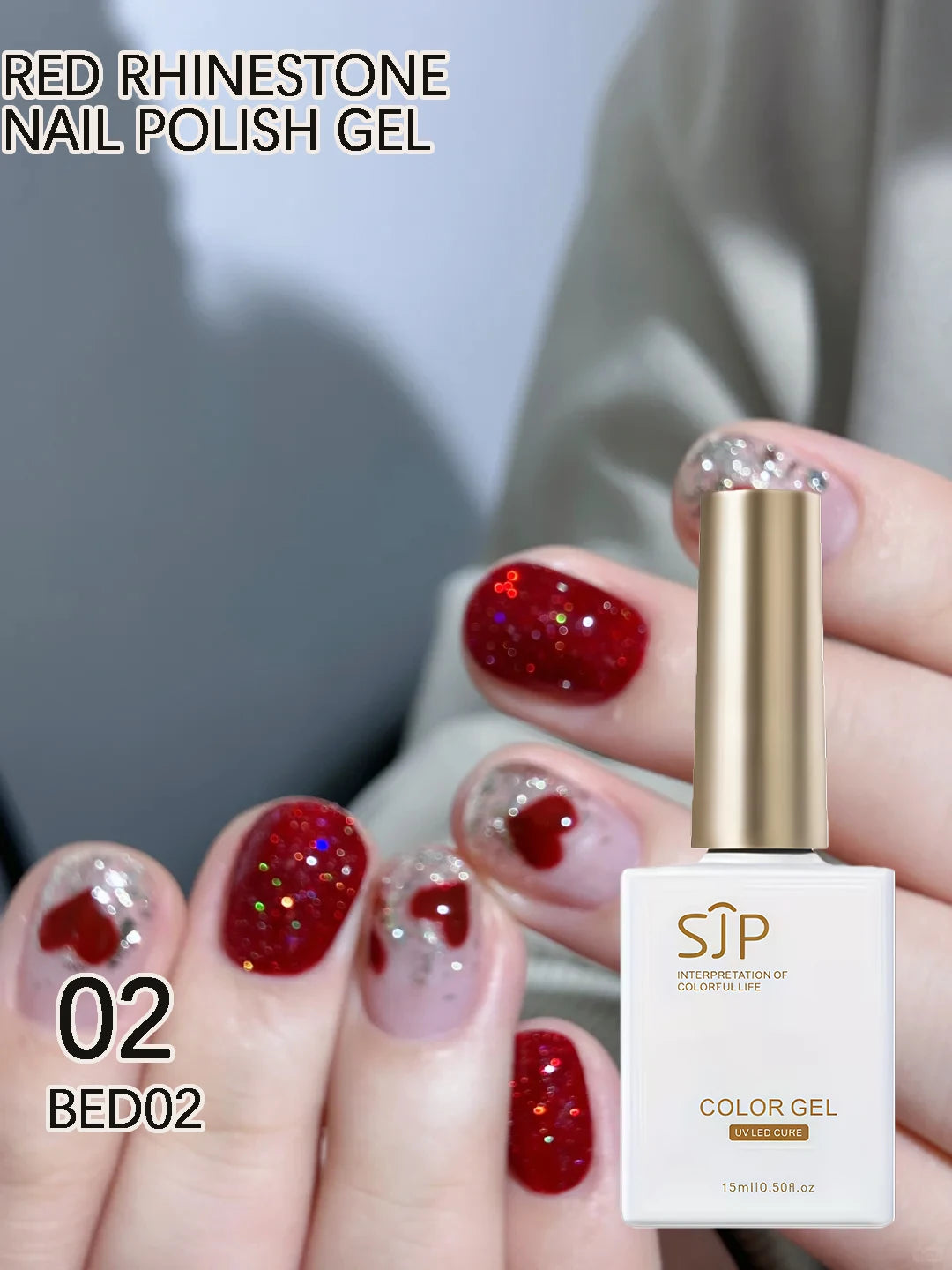 Burgundy Rhinestone Gel Nail Polish DIY Artistic Art Perfect Qme 02