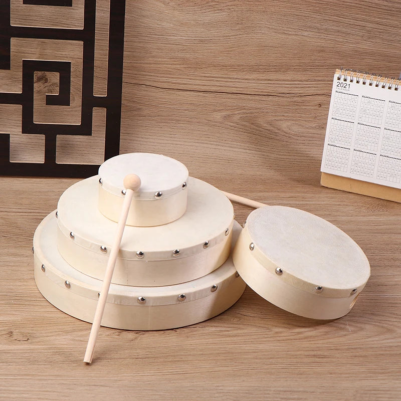 Frame Drums 4 6 7 8 9 Hand Drum Wood Stick Musical Game Kids Qme