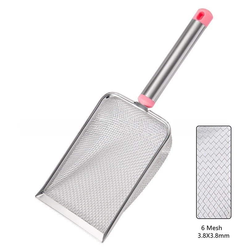 High-efficiency Cat Litter Scoop Fine Mesh Stainless Steel Non-stick Qme 3.8X3.8mm Pink