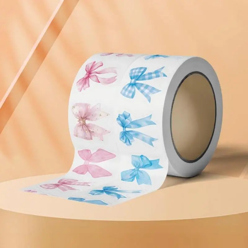 Bow Pattern Packaging Stickers Roll Removable Decals DIY Scrapbook Qme