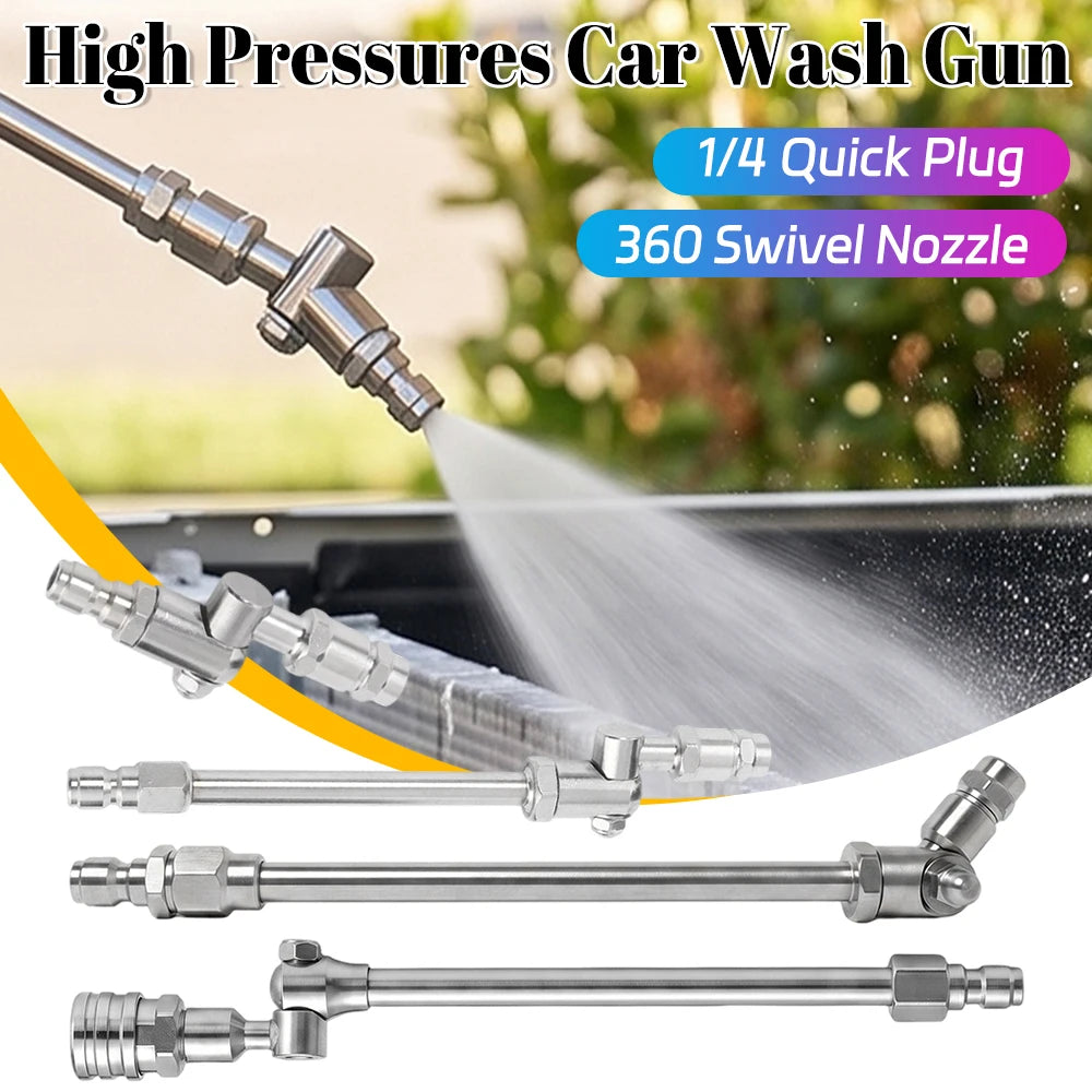 360° Swivel AC Cleaning Wand with 1/4 Quick Plug Stainless Steel Rotating Spray Nozzle Adjustable for Auto Underbody Cleaning Qme