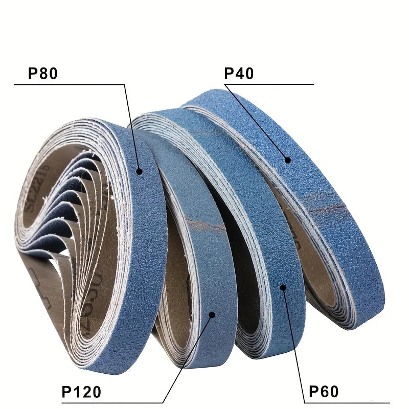 10/20 piece sanded belt, 20 x 520 mm, 40/60/80/120 grains, zirconia corundum for wood, metal, stainless steel, automotive and fu Qme