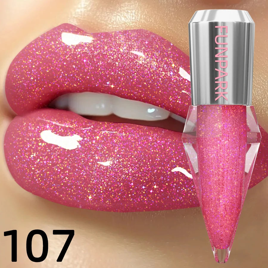 8 Glitter Shimmer Lip Gloss Moisturizing Tinted Fuller Effect Diamond Qme 107