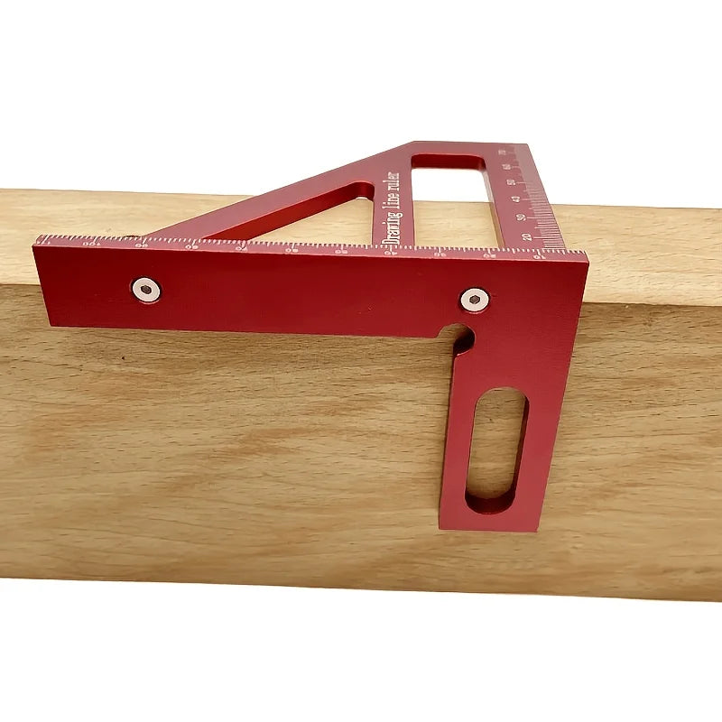 Aluminum Alloy Triangle Scribing Ruler 45/90 Degree Woodworking Layout Measuring Tool Precise Marking Square Drawing Line Ruler Qme