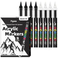 8Pcs Black/White Colors Acrylic Paint Pens Markers Brush Tip Paint Markers for Rock Painting Wood Stone Glass Gift DIY Crafts Qme 4black 4white