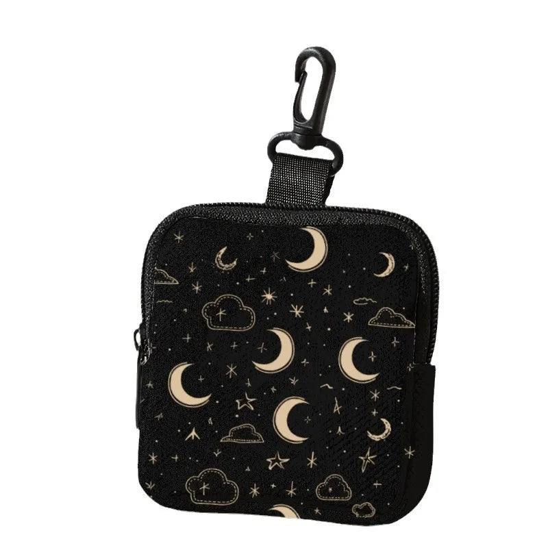 Compact Synthetic Leather Purse Galaxy Printed Waterproof Earbag Qme 1pc M