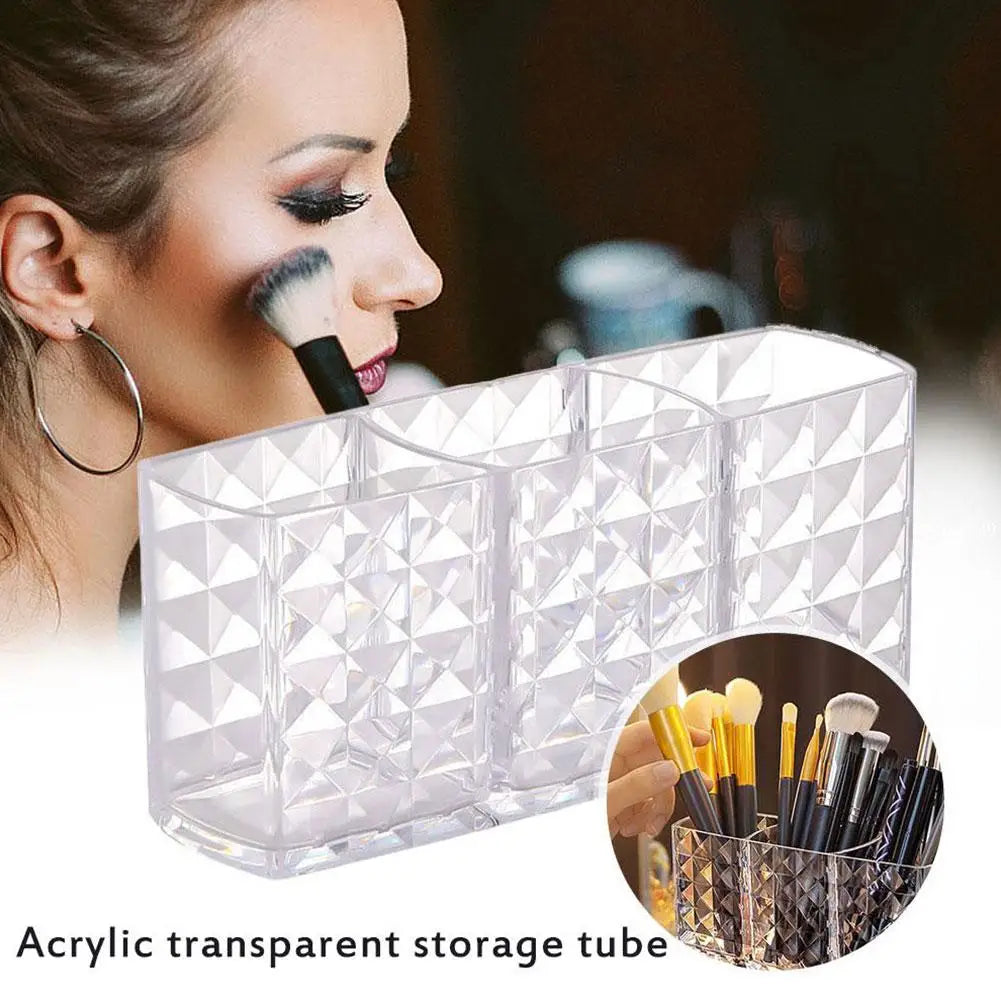 3 Slots Makeup Brush Holder Organizer Cosmetic Storage Box Lipstick Qme