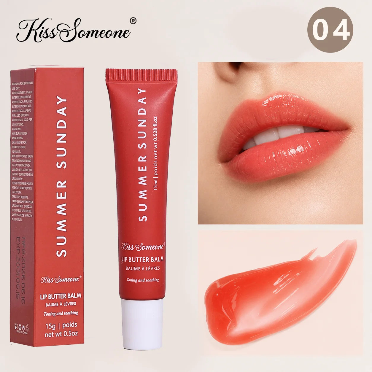 6-color lip gloss，High-Shine Hydrating Lip Oil Set Plumping Glass Lip Makeup For Party，Non stick to cup lip gloss，Halloween Qme 04 15ml