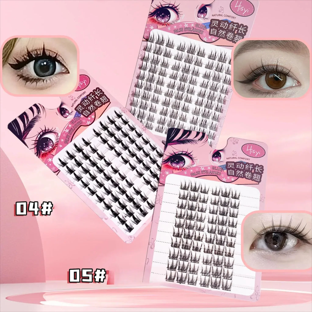 HISYI Five false eyelashes Optional Natural Cat Fairy Sunflower Beginner Comic False Eyelashes Korean style eye makeup Qme