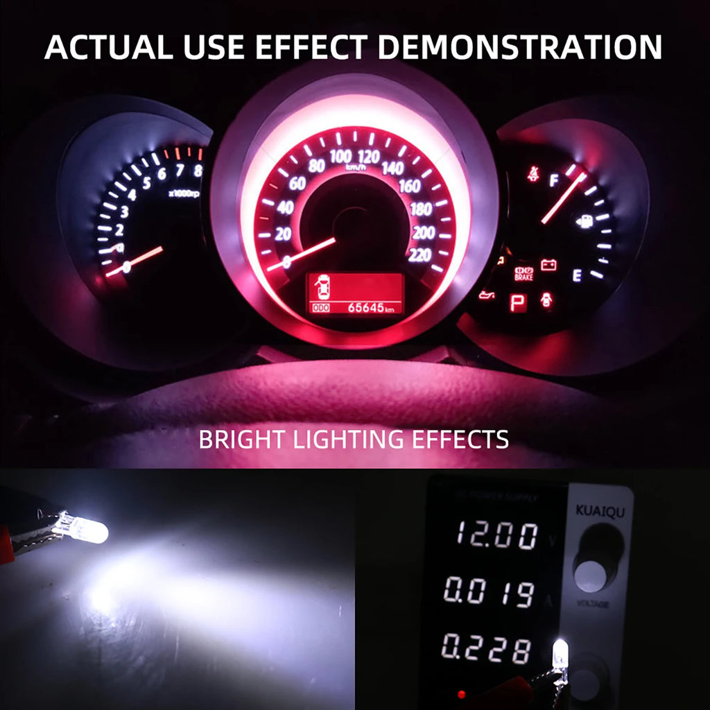 10/20/40pcs T5 Led W3W Car Interior Light Dashboard Warming Indicator COB Chip Canbus Auto Instrument Light Wedge Gauge Bulb 12V Qme
