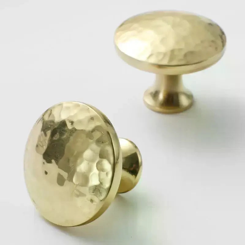 Drawer Hammer Pattern Pull Handle For Cabinet Single-hole Pull Handles For Wardrobe Handle Brass Copper Pulls Qme